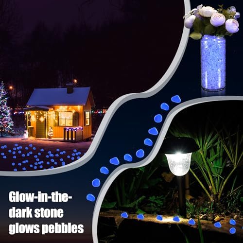 Sasylvia 6000 Pcs Glow in the Dark Stones for Garden Aquarium, Dark Blue - Image 5