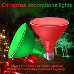 Gonhom PAR38 Flood Lights Outdoor,Dimmable LED Flood Light Bulbs,20W(Equivalent to 200W),E26 Base,Outdoor Porch,Holiday Lighting,LED Flood Light Bulb for Halloween,Christmas,4 Pack Red Green - Image 2