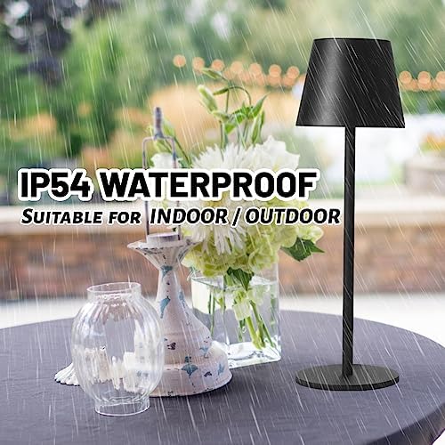 Maksone 2 Pack LED Cordless Table Lamp, 6600mWh Rechargeable Battery Desk Lamp, 3 Color Temperature Stepless Dimming Night Light, IP54 Waterproof Metal Outdoor Portable Lamp for Camping, Restaurant - Image 5