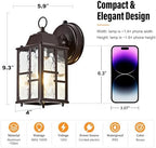 OKELI 2-Pack Dusk to Dawn Outdoor Wall Lights, Weatherproof Exterior Lighting Fixture Wall Mount, Aluminum Ripple Glass Porch Light, Anti-Rust Outside Wall Sconce for House, Garage(Brown) - Image 4