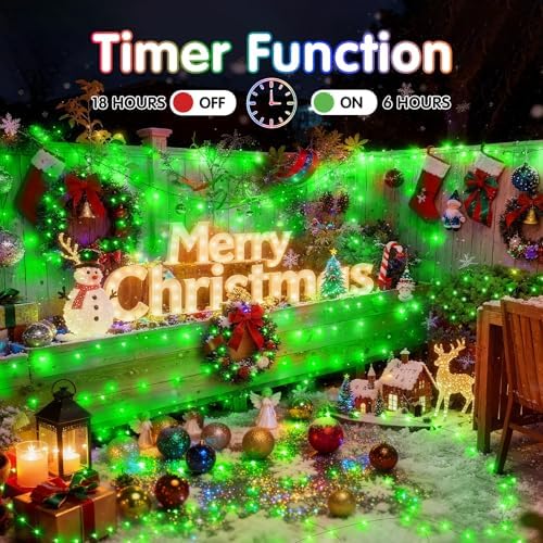 KNONEW 400FT 1200LED Green Wire Outdoor Fairy Lights Plug in Green Xmas - Image 5