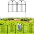 Decorative Garden Fence Border 10 Pack 22in(H) x 28ft(L), Black Rustproof Metal Garden Fencing Animal Barrier for Dogs by Unknown