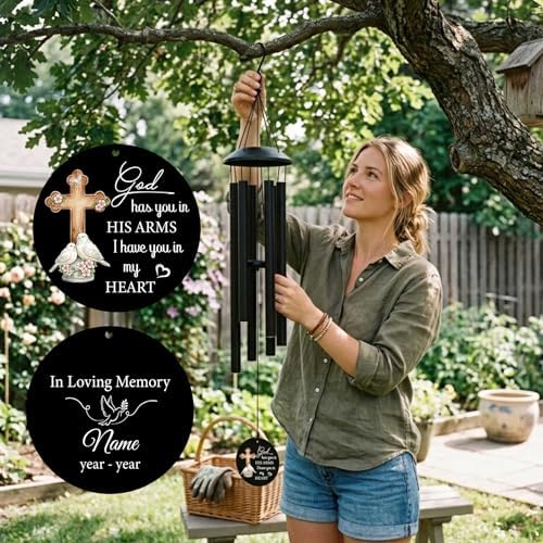 Custom Sympathy 32" Wind Chimes for Loss of Mom Dad with Pigeon - Image 5