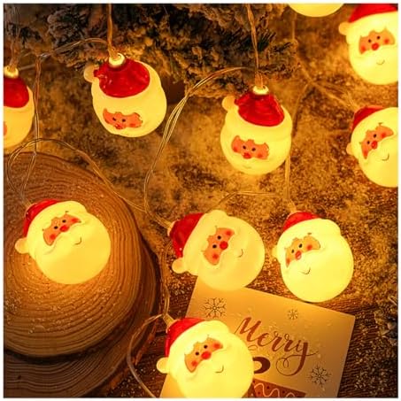 CAKERS Christmas Decor String Lights|Creative Cute Novelty Fairy Lights|Hanging Copper Wire Lights|Night Lights for Birthday Party Xmas Tree Decor,Santa Claus Head,3m(9.8ft)-20LED-USB by CAKERS