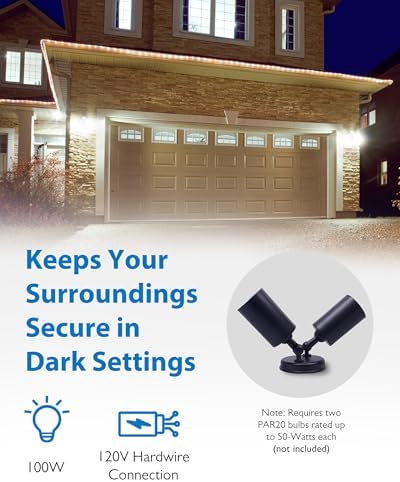 Outdoor Flood Light Fixture - Spot Lights Outdoor Security Light Fixture, Adjustable Double Cylinder Head, 100W, 120V, Weatherproof, Heavy-Duty Aluminum - Black Flood Light by NICOR Lighting - Image 3