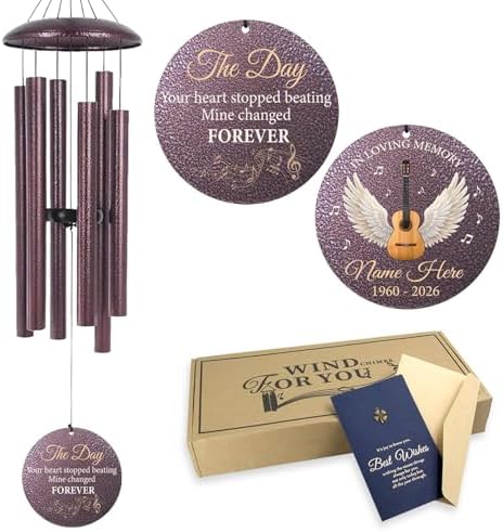 Personalized Guitar Memorial Wind Chimes for Loss of Loved One by Astarin