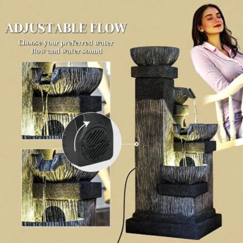 Decorative Garden Four Tier Water Fountain Outdoor with LED Lights - Image 5