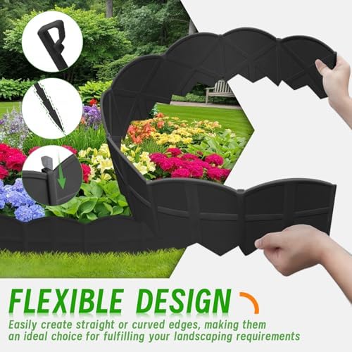 30Pcs 30Ft Black Landscape Edging Border Decorative Garden with Stakes Kits - Image 2