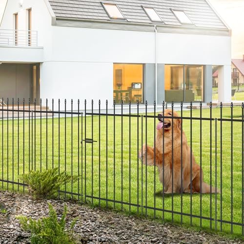 Decorative Metal Garden Fence with Gate 42" x 11.5', Dog Fence Outdoor by FOREHOGARGARDEN%EF%BC%86HOME