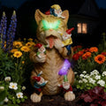Solar Funny Garden Gnomes Figurine with Colorful LED Lights by ZESTYEUX