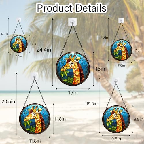 Yellow Giraffe Stained Glass Window Hanging Suncatcher Gifts for Women 9.8" - Image 6