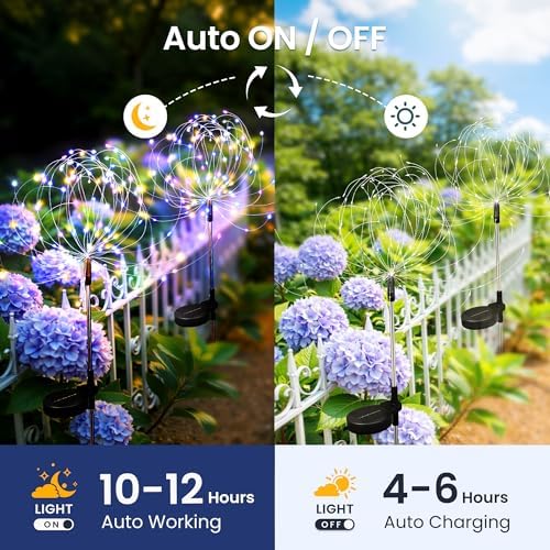 6Pack Solar Lights Outdoor, Multicolor Firework Lights - Image 5