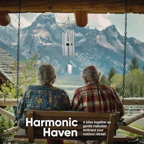 Nature’s Melody Aureole Tunes Wind Chimes – Outdoor Windchime with 6 Tubes Tuned to C Pentatonic Scale, 100% Rustproof Aluminum, Powder Finish & S Hook Hanger for Sympathy, Memorial Gift or Zen Garden - Image 2