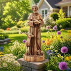 25" St Francis Garden Statue with Bird Feeder, Outdoor Patio Decor by RedefineModernLiving