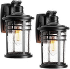 Darkaway Outdoor Porch Lights Wall Mount, Outdoor Light Fixtures Sconces Wall Lighting with Seeded Glass Waterproof Exterior Lights for Patio Yard House Hallway Doorway Garage(2 Pack, Black) by Darkaway