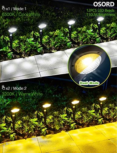 Solar Pathway Lights,【2 Pack】 Solar Garden Lights Outdoor Waterproof Solar Powered Path Light Auto On/Off for Landscape Path Yard Patio Walkway Driveway Pool Holiday (Cool White & Warm White) - Image 3