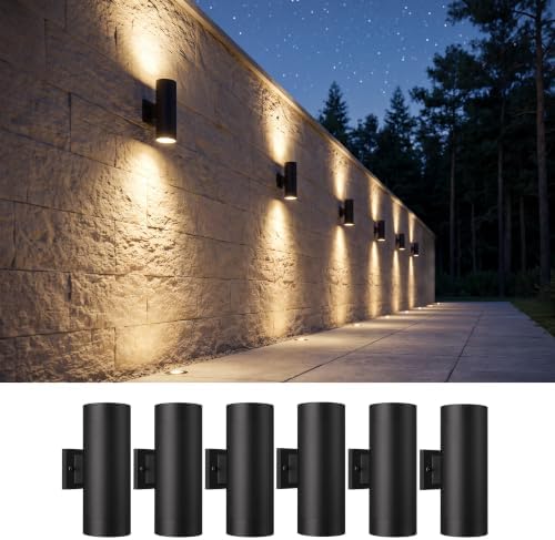 mirrea 14" Modern Outdoor Porch Light in 2 Lights, Matte Black, 6 Pack by mirrea