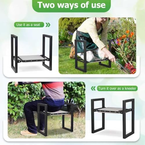 LLARGUEST Garden Kneeler and Seat,Heavy Duty Foldable Kneeling Chair with Handle,Comfortable Wide 12" Garden Kneeling Pad, Gardening Gifts for Seniors Outdoor Planting, Camping, Fishing - Image 3