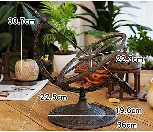 Cast Iron Garden Sundial Wind Armillary Compass Clock Roman Numerals Ornaments - Image 7