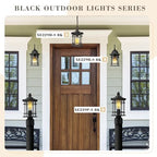 Emliviar Modern Porch Lights 2 Pack - Outdoor Wall Light Fixtures Wall Mount for Garage, Black Finish with Seeded Glass Shade, XE229B-S-2PK BK - Image 2