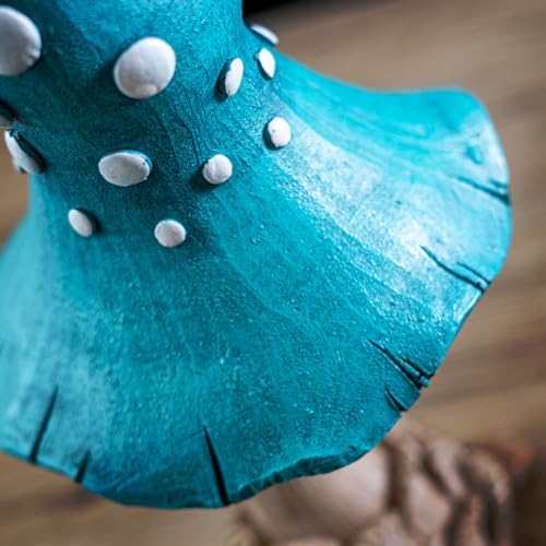 Pacific Giftware Whimsical Garden Toadstool Mushroom Statue with Twisted Turquoise Cap and White Spots Resin Outdoor Fantasy Decor for Fairy Garden Landscaping 17.2" Tall - Image 6