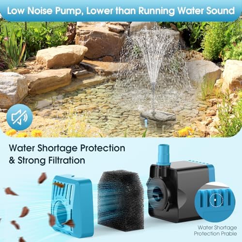 Antfraer Solar Pond Filter with Water Pump, 10W Solar Pond Pump with 6.6FT PVC Tubing/16.5FT Cord, Pond Filter Box for Outdoor Small Pond Waterfall Garden Bird Bath Water Clear - Image 4