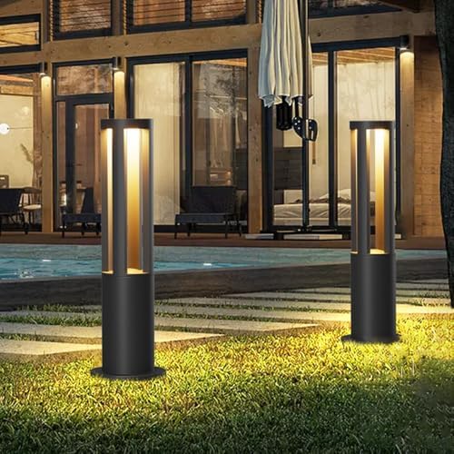 Landscape Path Light Waterproof Bollard Lighting Modern Outdoor Cylindrical Path Light Waterproof Driveway Lamps Hare Wired Landscape Lighting Outside 3000K LED Bollard Lamp For Garden Yard Patio Lawn - Image 4