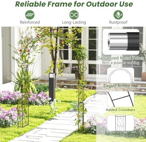 Giantex Garden Arch Trellis, 7.9 FT Metal Wedding Arbor for Ceremony - Image 5