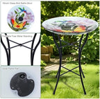 MUMTOP Outdoor Glass Bird Bath Solar Birdbath with Metal Stand Garden Decor - Image 5