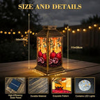 Solar Lantern Outdoor Garden Hanging Lantern Stained Glass Artwork Pomegranates Vibrant Orange Mosaic Waterproof Solar Powered Lighting Outside Table Lamp for Patio Deck Yard Camping - Image 2