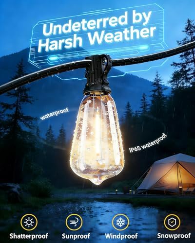TW SHINE 100 FT Solar String Lights Outdoor, 31+2 LED Waterproof Shatterproof Bulbs with Remote Dimmable Timer, 3 Lighting Modes Patio Light for Garden Yard Wedding Party Holiday Decoration - Image 3