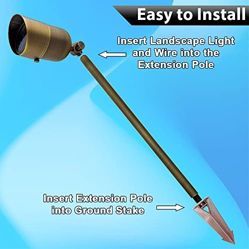 Brass Landscape Lighting Extension Riser - Make Spotlights and Pathway Outdoor Lights Taller, Lamp Rod for Landscape Accent Lights (24") - Image 5