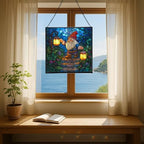 Lantern Path Gnome Stained Glass Suncatcher – Square Hanging Window Panel for Home or Greenhouse – Whimsical Glass Art Gift for Garden Lovers, Christmas, Halloween, Father Days 8DrWKo - Image 6