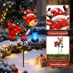 Solar Christmas Deer Stake with Lantern, Metal Solar Lights Garden Decor - Image 3