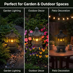 Japanese Solar Pagoda Lantern Outdoor Garden Decor Resin LED - Image 7