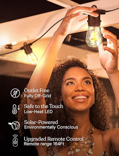 Brightech Ambience Pro Super Bright Solar Outdoor String Lights: Security, Visibility & Ambience - Heavy Duty Waterproof Patio Lights - Edison Spiral Shatterproof Bulbs - 4W Soft White Remote Control - Image 5