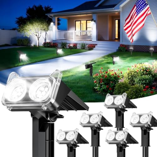 LETMY Solar Lights Outdoor Waterproof IP65, 6 Pack Solar Spot Lights Outdoor With 14 Big LEDs, 2-in-1 Wall Lights & 2 Modes Solar Powered Landscape Spotlights for Garage Pathway Yard Decor Garden Gift by Letmy