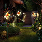 Garden Solar Lights Outdoor, Metal Watering Can Garden Stake Lights Cardinal Bird Decor Glass Art for Walkway, Pathway, Yard, Lawn - Image 5