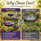 Handmade Metal Flower Bird Bath, Bee & Butterfly Watering Station, Decorative Outdoor Garden Stake with Vibrant Glossy Bowl for Yard Patio Lawn Planter - Image 5