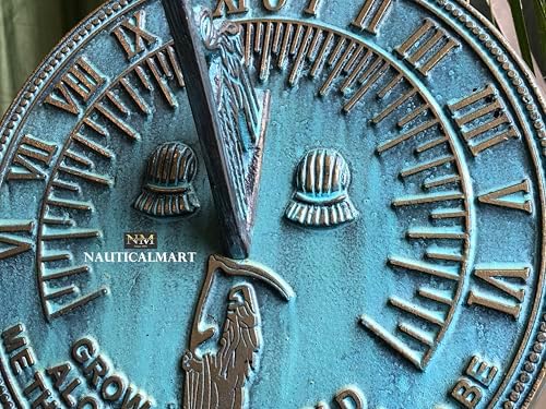 NauticalMart Brass Father Time Sundial with Verdigris Highlights Home Decorative Timeless Garden Decor Historical Ornament Gift - Image 6