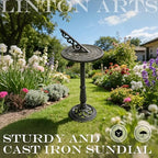 Linton Arst Garden Sundial Compass, 23.6lb Heavy Duty Solid Cast Iron Armillary Sphere, Vintage Waterproof Outdoor Sun Dial with Roman Numerals, Landscape Ornament for Patio Lawn Backyard - Image 5