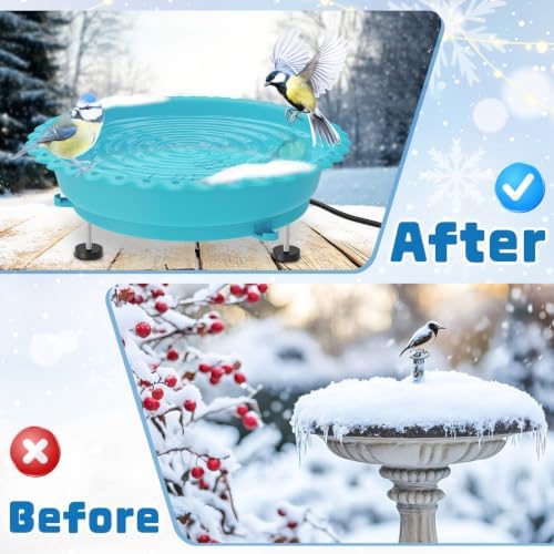 Heated Bird Baths for Outdoors,100W Winter Heated Birdbath,Blue - Image 5