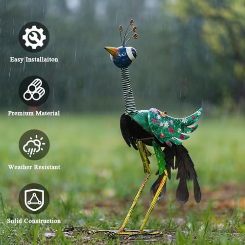 Metal Peacock Garden Statue,Outdoor Peacock Sculpture Decor - Image 4