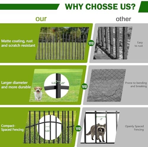 No Dig Garden Fence 24" H x 22.5'L Decorative Yard Dog Outdoor Panels - Image 3