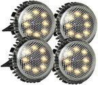 4pcs Solar-Powered LED Outdoor Ground Lights for Garden and Lawn, Warm White Disc In-ground Landscape Lighting, Weather-Resistant Solar Pathway Lamps for Driveway and Yard by HYTROVE