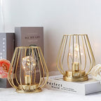 TRIROCKS Set of 4 Metal Battery Operated Lamp 7'' Tall Mini Cage Shape Cordless Table Lamp Battery Lanterns with Warm Fairy Lights Bulb for Patio Garden Wedding Parties Indoor Outdoor(Gold) - Image 2