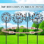 360° Wind Spinners Outdoor, Wind Sculptures Windmill with Metal Stake, 63.2" Kinetic Large Metal Yard Art Decor Spinners Pinwheels for Garden Outside Patio Lawn - Image 2