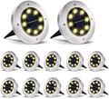Aogist Solar Ground Lights - 12 Pack, 8 LED, Waterproof Outdoor Disk Lights for Pathway, Yard, Walkway, Patio, Lawn Path (Warm White) by Aogist