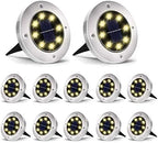 Aogist Solar Ground Lights - 12 Pack, 8 LED, Waterproof Outdoor Disk Lights for Pathway, Yard, Walkway, Patio, Lawn Path (Warm White) by Aogist