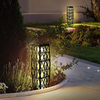 Solar Powered Outdoor Floor, 2 Piece Outdoor Floor Lamps, Solar Lanterns Waterproof, Resin Wicker Weather-Resistant Rattan Deck Light for Patio, Lawn, Porch, Garden by OLYMSOLD